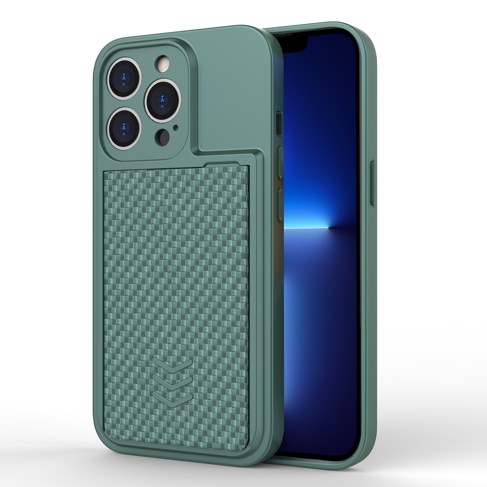 For iPhone 13 Pro 6.1 inch Anti-fall Phone Case TPU+ PC Slim Non-slip Phone Cover with Card Slot - Blue For iPhone 13 Pro 6.1 inch Anti-fall Phone Case TPU+ PC Slim Non-slip Phone Cover with Card Slot - Blue